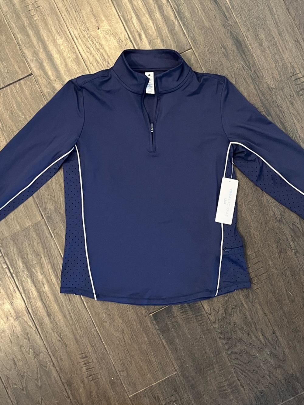NWT Yogaliscious Lux Interlock Serve It Up Half Zip | Naval Academy/White | Sz M - Picture 7 of 13